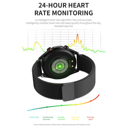 M98 1,28 pouces IPS écran couleur IP67 montre intelligente étanche, moniteur de sommeil/moniteur de fréquence cardiaque/appel Bluetooth, style : bracelet en acier, Steel Strap(Black), Steel Strap(Silver)