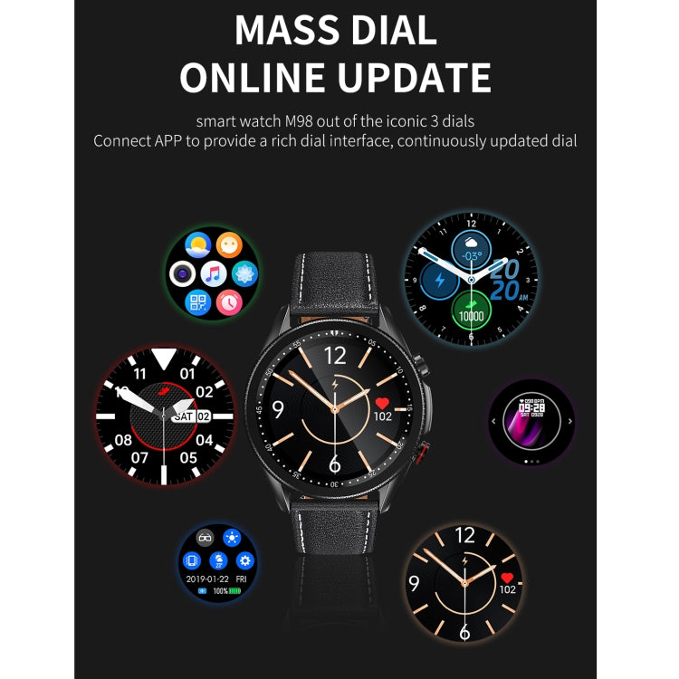 M98 1,28 pouces IPS écran couleur IP67 montre intelligente étanche, moniteur de sommeil/moniteur de fréquence cardiaque/appel Bluetooth, style : bracelet en acier, Steel Strap(Black), Steel Strap(Silver)
