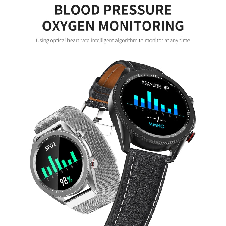 M98 1,28 pouces IPS Écran Couleur IP67 Montre Intelligente Étanche, Prise en Charge du Moniteur de Sommeil / Moniteur de Fréquence Cardiaque / Appel Bluetooth, Style: Bracelet en Cuir, Leather Strap(Silver), Leather Strap(Black)