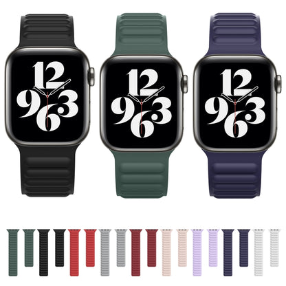 Bracelet de montre à chaîne magnétique en silicone pour Apple Watch Series 6 & SE & 5 & 4 44mm / 3 & 2 & 1 42mm, For Apple Watch Series 7 45mm / 6 & SE & 5 & 4 44mm / 3 & 2 & 1 42mm