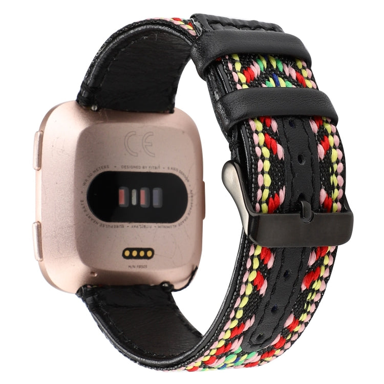 Pour bracelet en cuir véritable de style ethnique Fitbit Versa