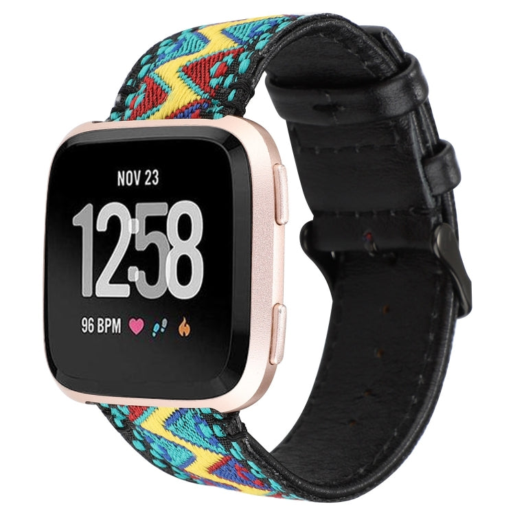Pour bracelet en cuir véritable de style ethnique Fitbit Versa