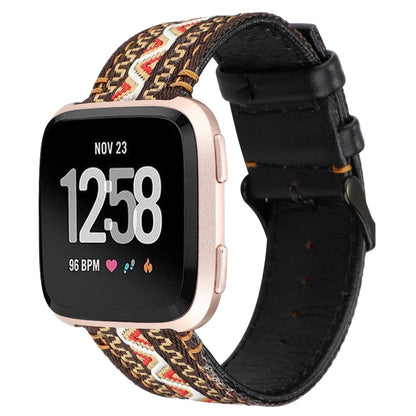 Pour bracelet en cuir véritable de style ethnique Fitbit Versa