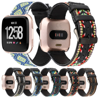 Pour bracelet en cuir véritable de style ethnique Fitbit Versa