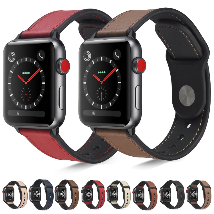 Bracelet de montre en cuir TPU pour Apple Watch Series 6 & SE & 5 & 4 40mm / 3 & 2 & 1 38mm