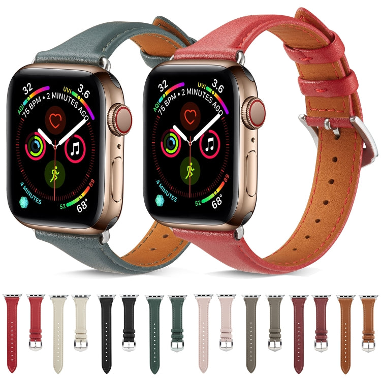 Bracelet de montre en cuir véritable pour Apple Watch Series 6 & SE & 5 & 4 40mm / 3 & 2 & 1 38mm, For Apple Watch Series 8&7 41mm / SE 2&6&SE&5&4 40mm / 3&2&1 38mm, For Apple Watch Series 7 41mm / 6 & SE & 5 & 4 40mm / 3 & 2 & 1 38mm