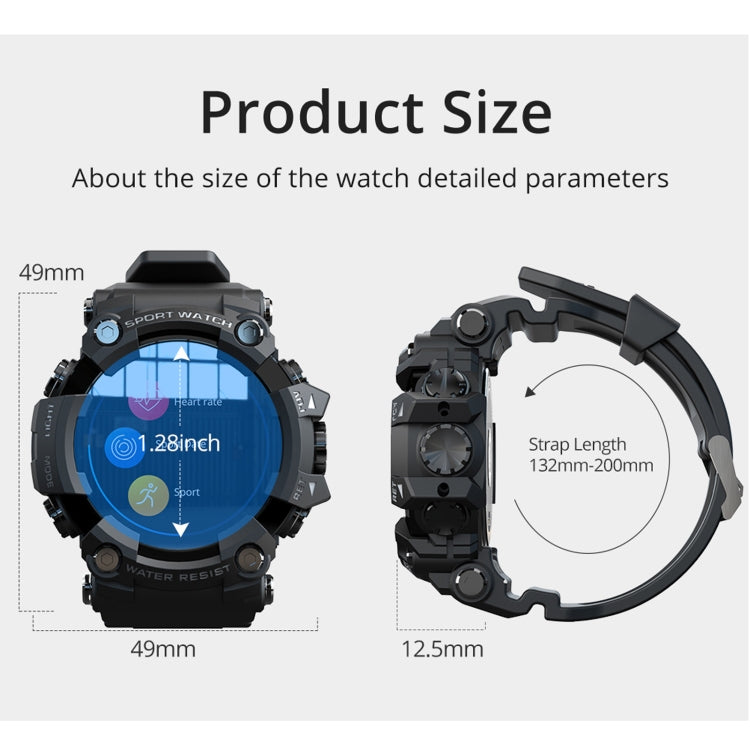 Lokmat ATTACK Montre intelligente à écran LCD TFT 1,28 pouces, prend en charge le moniteur de sommeil / moniteur de fréquence cardiaque / moniteur de pression artérielle, ATTACK