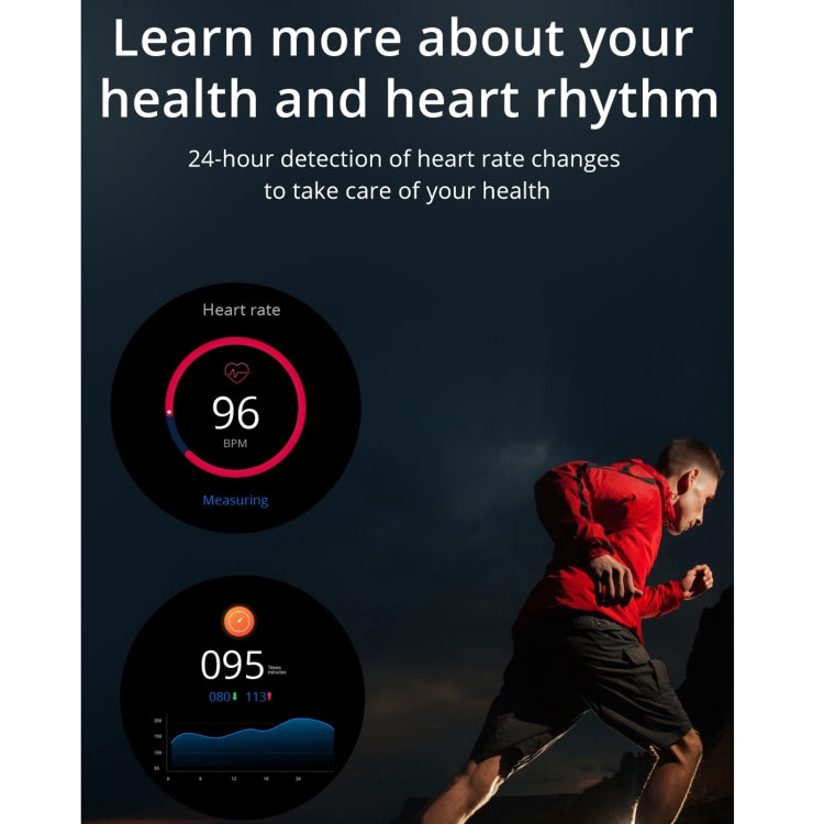 Lokmat ATTACK Montre intelligente à écran LCD TFT 1,28 pouces, prend en charge le moniteur de sommeil / moniteur de fréquence cardiaque / moniteur de pression artérielle, ATTACK