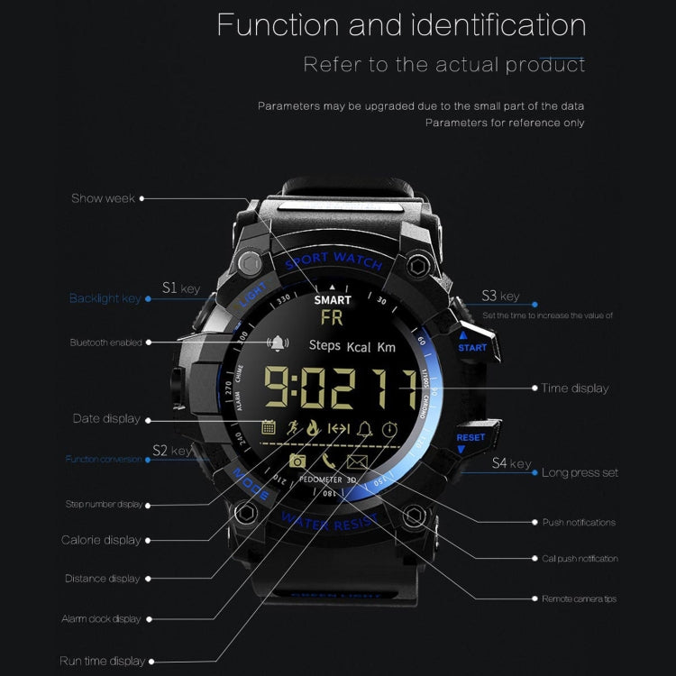 Lokmat MK16 Écran LCD 50m Montre Intelligente Étanche, Rappel d'informations de Support / Caméra à Distance / Moniteur de Mouvement de Marche