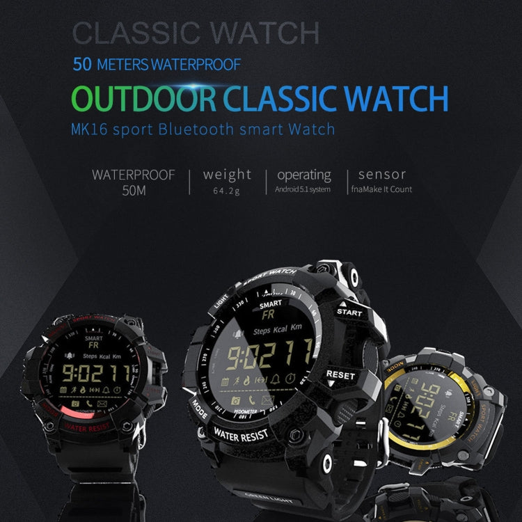 Lokmat MK16 Écran LCD 50m Montre Intelligente Étanche, Rappel d'informations de Support / Caméra à Distance / Moniteur de Mouvement de Marche