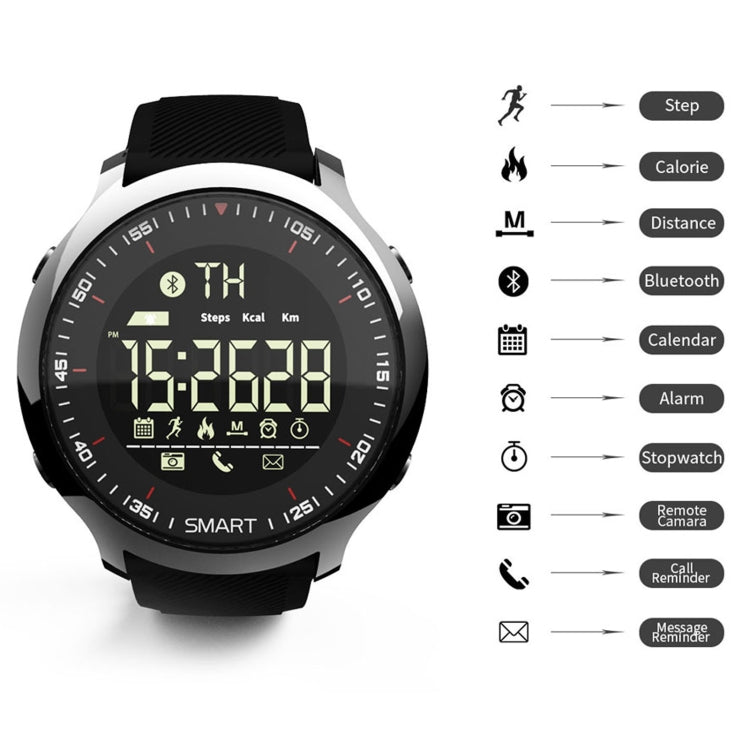 Lokmat MK18 Montre intelligente étanche IP68 à écran circulaire de 1,1 pouce, rappel d'informations de support / caméra à distance / moniteur de mouvement de marche