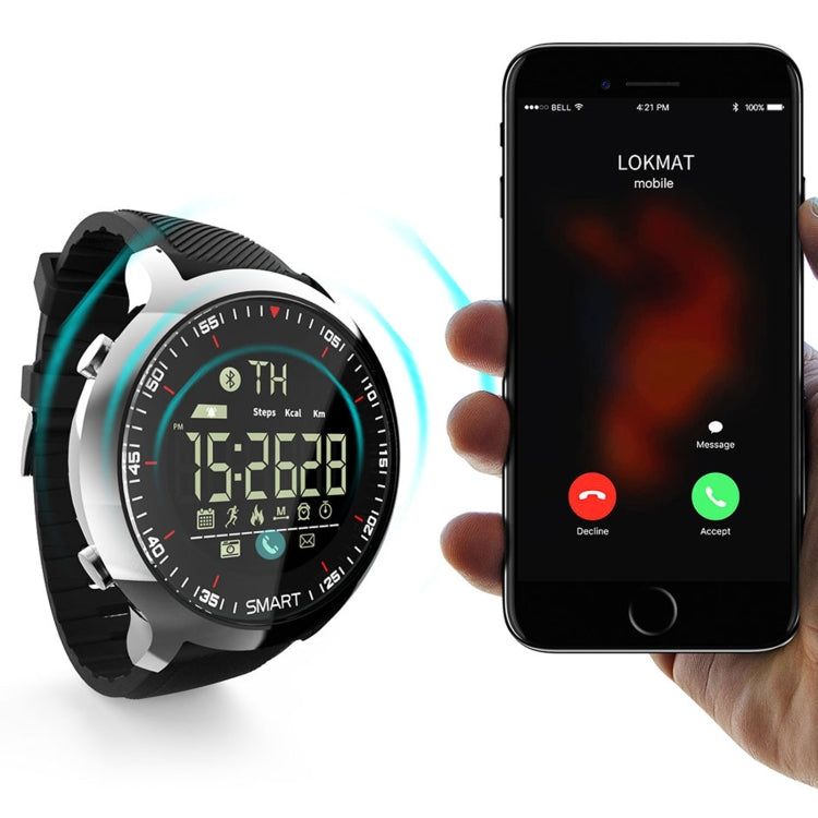 Lokmat MK18 Montre intelligente étanche IP68 à écran circulaire de 1,1 pouce, rappel d'informations de support / caméra à distance / moniteur de mouvement de marche