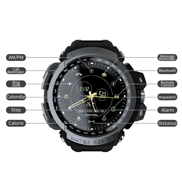 Lokmat MK28 1,4 pouces FSTN Écran IP68 Montre Intelligente Étanche, Rappel d'Informations de Support / Caméra à Distance / Enregistrement Sportif