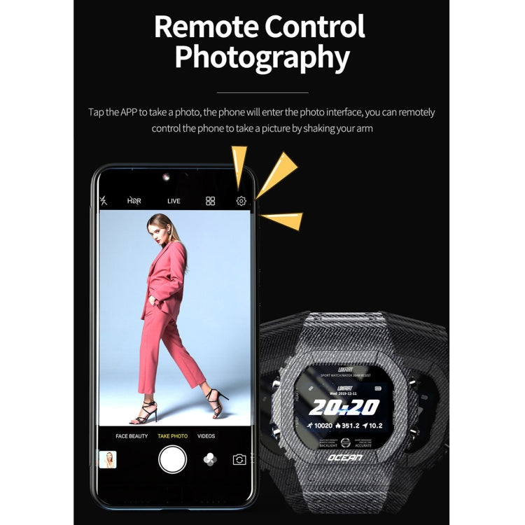 Lokmat OCEAN 1,14 pouces TFT Écran Tactile IP68 Montre Intelligente Étanche, Rappel d'Informations de Support / Moniteur de Sommeil / Enregistrement Sportif