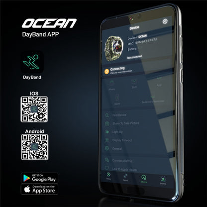 Lokmat OCEAN 1,14 pouces TFT Écran Tactile IP68 Montre Intelligente Étanche, Rappel d'Informations de Support / Moniteur de Sommeil / Enregistrement Sportif