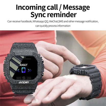 Lokmat OCEAN 1,14 pouces TFT Écran Tactile IP68 Montre Intelligente Étanche, Rappel d'Informations de Support / Moniteur de Sommeil / Enregistrement Sportif