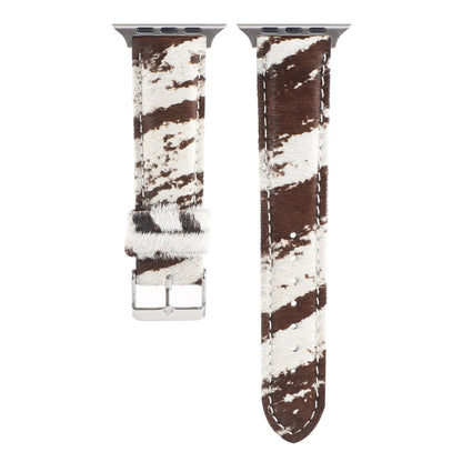 Bracelet de montre en cuir à imprimé léopard moelleux en crin de cheval, For Apple Watch Ultra 49mm / Series 8&7 45mm / SE 2&6&SE&5&4 44mm / 3&2&1 42mm, For Apple Watch Series 8&7 41mm / SE 2&6&SE&5&4 40mm / 3&2&1 38mm                                  ...