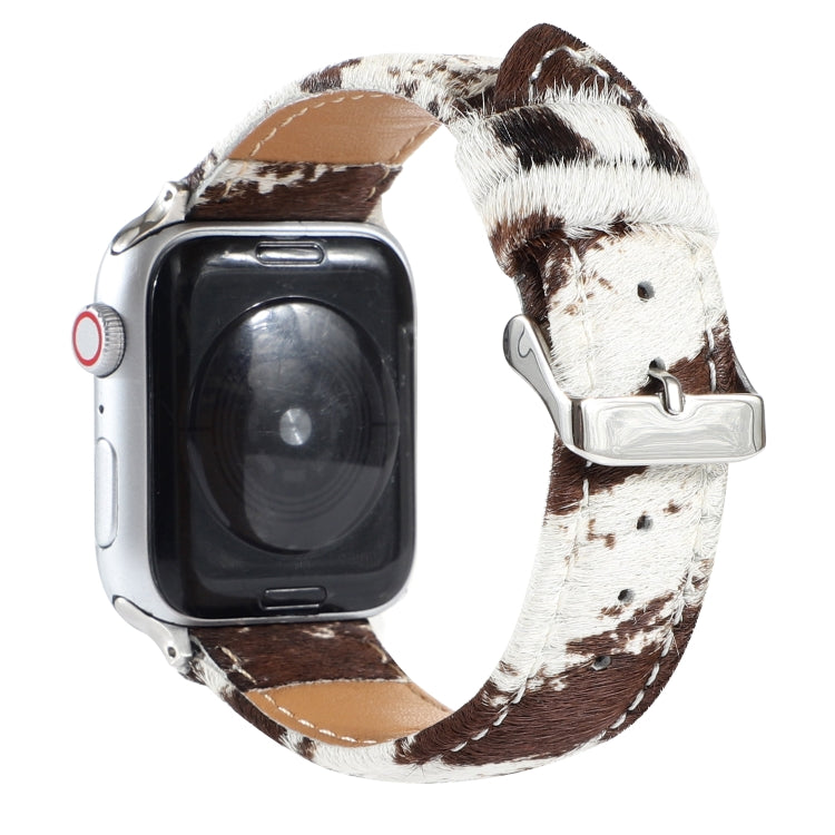 Bracelet de montre en cuir à imprimé léopard moelleux en crin de cheval, For Apple Watch Ultra 49mm / Series 8&7 45mm / SE 2&6&SE&5&4 44mm / 3&2&1 42mm, For Apple Watch Series 8&7 41mm / SE 2&6&SE&5&4 40mm / 3&2&1 38mm                                  ...