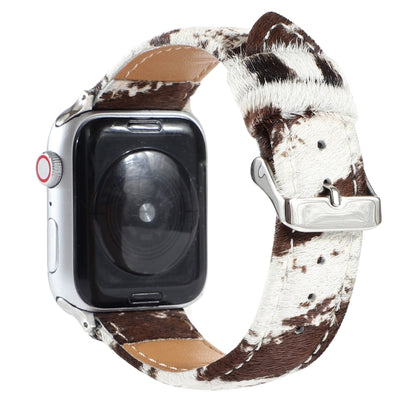 Bracelet de montre en cuir à imprimé léopard moelleux en crin de cheval, For Apple Watch Ultra 49mm / Series 8&7 45mm / SE 2&6&SE&5&4 44mm / 3&2&1 42mm, For Apple Watch Series 8&7 41mm / SE 2&6&SE&5&4 40mm / 3&2&1 38mm                                  ...