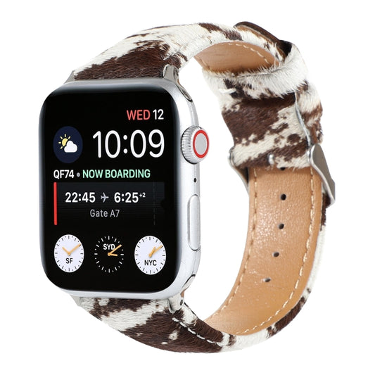 Bracelet de montre en cuir à imprimé léopard moelleux en crin de cheval, For Apple Watch Ultra 49mm / Series 8&7 45mm / SE 2&6&SE&5&4 44mm / 3&2&1 42mm, For Apple Watch Series 8&7 41mm / SE 2&6&SE&5&4 40mm / 3&2&1 38mm                                  ...