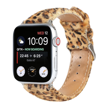 Bracelet de montre en cuir à imprimé léopard moelleux en crin de cheval, For Apple Watch Ultra 49mm / Series 8&7 45mm / SE 2&6&SE&5&4 44mm / 3&2&1 42mm, For Apple Watch Series 8&7 41mm / SE 2&6&SE&5&4 40mm / 3&2&1 38mm                                  ...