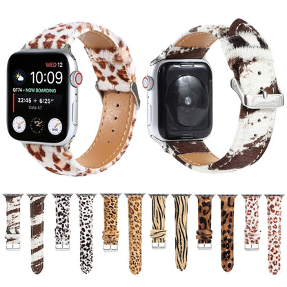 Bracelet de montre en cuir à imprimé léopard moelleux en crin de cheval, For Apple Watch Ultra 49mm / Series 8&7 45mm / SE 2&6&SE&5&4 44mm / 3&2&1 42mm, For Apple Watch Series 8&7 41mm / SE 2&6&SE&5&4 40mm / 3&2&1 38mm                                  ...