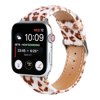 Bracelet de montre en cuir à imprimé léopard moelleux en crin de cheval, For Apple Watch Ultra 49mm / Series 8&7 45mm / SE 2&6&SE&5&4 44mm / 3&2&1 42mm, For Apple Watch Series 8&7 41mm / SE 2&6&SE&5&4 40mm / 3&2&1 38mm                                  ...