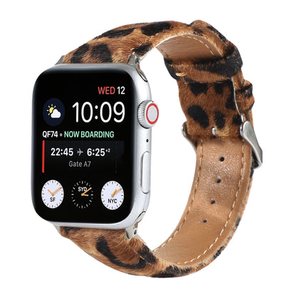 Bracelet de montre en cuir à imprimé léopard moelleux en crin de cheval, For Apple Watch Ultra 49mm / Series 8&7 45mm / SE 2&6&SE&5&4 44mm / 3&2&1 42mm, For Apple Watch Series 8&7 41mm / SE 2&6&SE&5&4 40mm / 3&2&1 38mm                                  ...