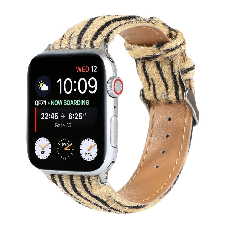 Bracelet de montre en cuir à imprimé léopard moelleux en crin de cheval, For Apple Watch Ultra 49mm / Series 8&7 45mm / SE 2&6&SE&5&4 44mm / 3&2&1 42mm, For Apple Watch Series 8&7 41mm / SE 2&6&SE&5&4 40mm / 3&2&1 38mm                                  ...