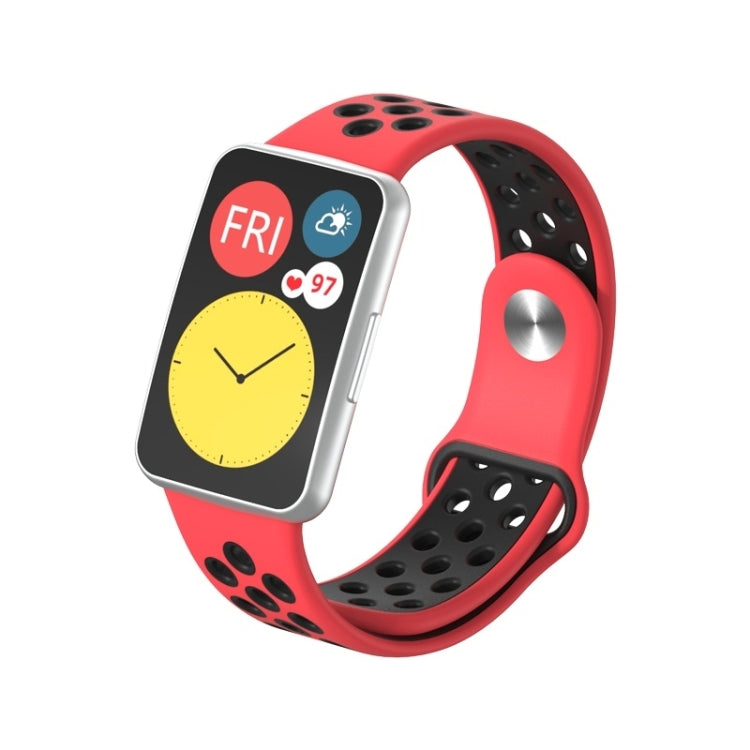 Pour Huawei Watch Fit Bracelet de remplacement en silicone bicolore à boucle inversée
