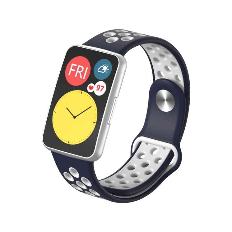 Pour Huawei Watch Fit Bracelet de remplacement en silicone bicolore à boucle inversée