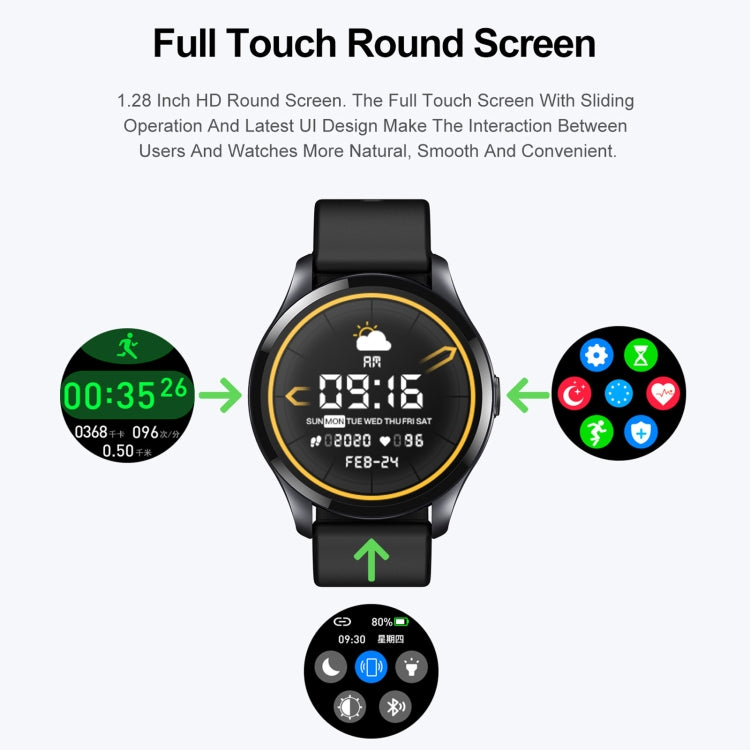 T88 1,28 pouces TFT écran couleur IP67 montre intelligente étanche, prise en charge de la surveillance de la température corporelle / surveillance du sommeil / surveillance de la fréquence cardiaque