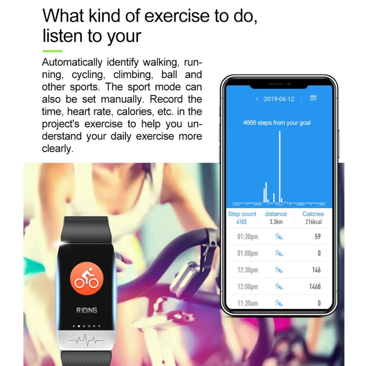 T1S 1,14 pouces Écran IP67 Bracelet Intelligent Étanche, Prise en Charge de la Surveillance de l'Oxygène Sanguin / Surveillance de la Température Corporelle / Surveillance de la Fréquence Cardiaque