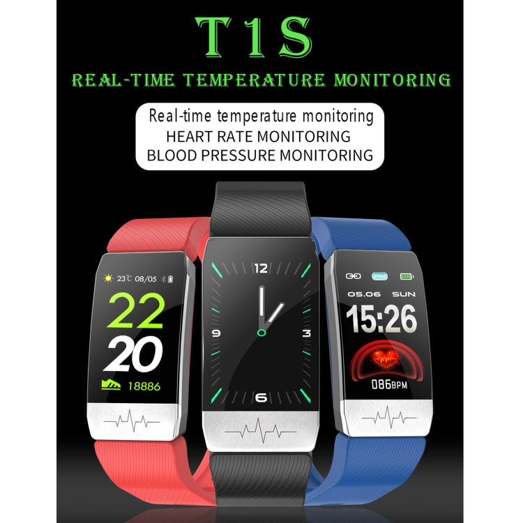 T1S 1,14 pouces Écran IP67 Bracelet Intelligent Étanche, Prise en Charge de la Surveillance de l'Oxygène Sanguin / Surveillance de la Température Corporelle / Surveillance de la Fréquence Cardiaque