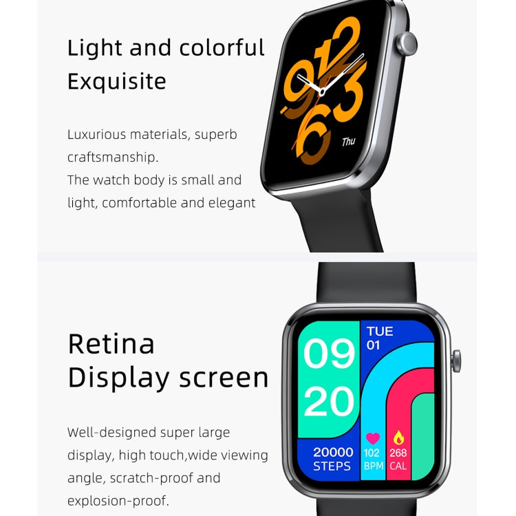 Z15 1,69 pouces écran tactile IP67 montre intelligente étanche, prise en charge de la surveillance de la pression artérielle / surveillance du sommeil / surveillance de la fréquence cardiaque