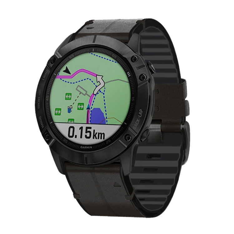 Bracelet de rechange en silicone + cuir à dégagement rapide, For Garmin Fenix 6, For Garmin Fenix 6X
