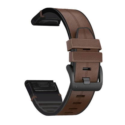 Bracelet de rechange en silicone + cuir à dégagement rapide, For Garmin Fenix 6, For Garmin Fenix 6X