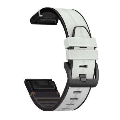 Bracelet de rechange en silicone + cuir à dégagement rapide, For Garmin Fenix 6, For Garmin Fenix 6X