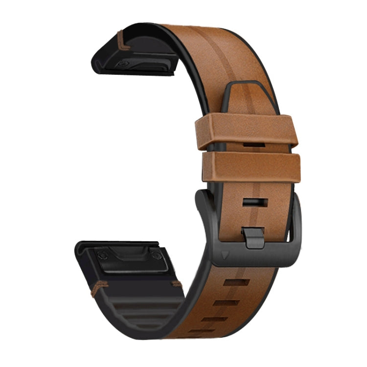 Bracelet de rechange en silicone + cuir à dégagement rapide, For Garmin Fenix 6, For Garmin Fenix 6X