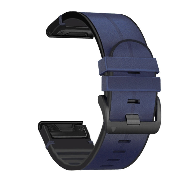 Bracelet de rechange en silicone + cuir à dégagement rapide, For Garmin Fenix 6, For Garmin Fenix 6X