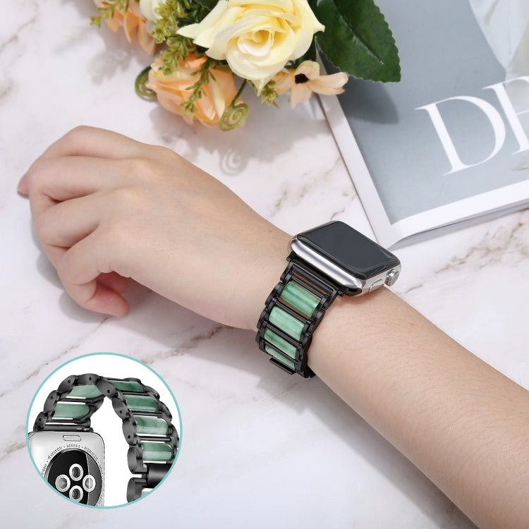Bracelet de montre en acier inoxydable émeraude, For Apple Watch Ultra 49mm / Series 8&7 45mm / SE 2&6&SE&5&4 44mm / 3&2&1 42mm, For Apple Watch Series 8&7 41mm / SE 2&6&SE&5&4 40mm / 3&2&1 38mm                                                          ...