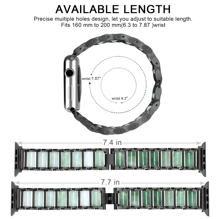 Bracelet de montre en acier inoxydable émeraude, For Apple Watch Ultra 49mm / Series 8&7 45mm / SE 2&6&SE&5&4 44mm / 3&2&1 42mm, For Apple Watch Series 8&7 41mm / SE 2&6&SE&5&4 40mm / 3&2&1 38mm                                                          ...