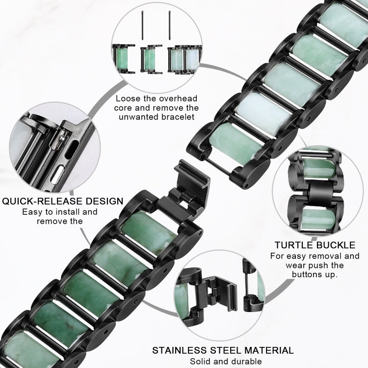 Bracelet de montre en acier inoxydable émeraude, For Apple Watch Ultra 49mm / Series 8&7 45mm / SE 2&6&SE&5&4 44mm / 3&2&1 42mm, For Apple Watch Series 8&7 41mm / SE 2&6&SE&5&4 40mm / 3&2&1 38mm                                                          ...