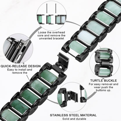 Bracelet de montre en acier inoxydable émeraude, For Apple Watch Ultra 49mm / Series 8&7 45mm / SE 2&6&SE&5&4 44mm / 3&2&1 42mm, For Apple Watch Series 8&7 41mm / SE 2&6&SE&5&4 40mm / 3&2&1 38mm                                                          ...