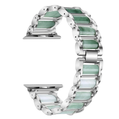 Bracelet de montre en acier inoxydable émeraude, For Apple Watch Ultra 49mm / Series 8&7 45mm / SE 2&6&SE&5&4 44mm / 3&2&1 42mm, For Apple Watch Series 8&7 41mm / SE 2&6&SE&5&4 40mm / 3&2&1 38mm                                                          ...