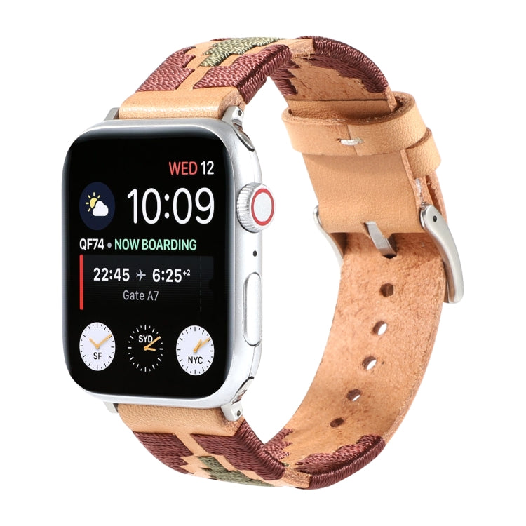 Bracelet en cuir contrasté tissé, For Apple Watch Ultra 49mm / Series 8&7 45mm / SE 2&6&SE&5&4 44mm / 3&2&1 42mm, For Apple Watch Series 8&7 41mm / SE 2&6&SE&5&4 40mm / 3&2&1 38mm