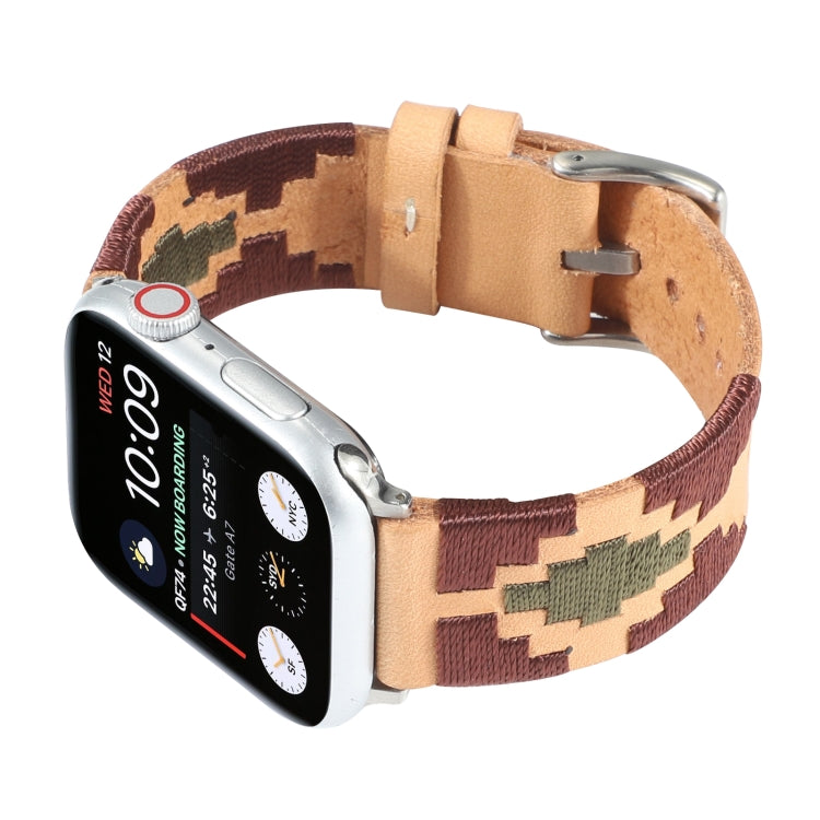 Bracelet en cuir contrasté tissé, For Apple Watch Ultra 49mm / Series 8&7 45mm / SE 2&6&SE&5&4 44mm / 3&2&1 42mm, For Apple Watch Series 8&7 41mm / SE 2&6&SE&5&4 40mm / 3&2&1 38mm