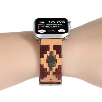 Bracelet en cuir contrasté tissé, For Apple Watch Ultra 49mm / Series 8&7 45mm / SE 2&6&SE&5&4 44mm / 3&2&1 42mm, For Apple Watch Series 8&7 41mm / SE 2&6&SE&5&4 40mm / 3&2&1 38mm