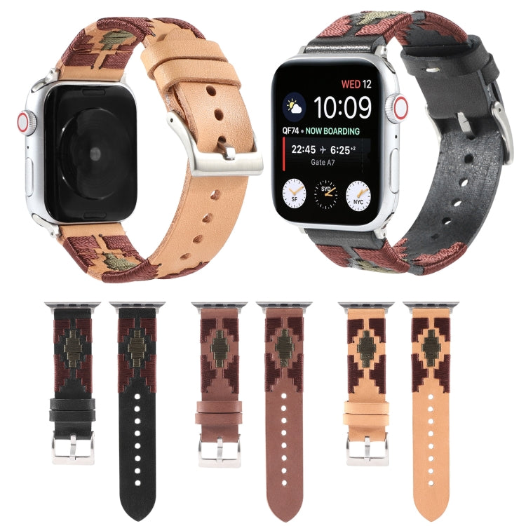 Bracelet en cuir contrasté tissé, For Apple Watch Ultra 49mm / Series 8&7 45mm / SE 2&6&SE&5&4 44mm / 3&2&1 42mm, For Apple Watch Series 8&7 41mm / SE 2&6&SE&5&4 40mm / 3&2&1 38mm