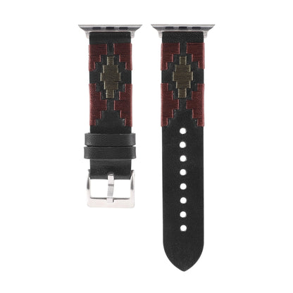 Bracelet en cuir contrasté tissé, For Apple Watch Ultra 49mm / Series 8&7 45mm / SE 2&6&SE&5&4 44mm / 3&2&1 42mm, For Apple Watch Series 8&7 41mm / SE 2&6&SE&5&4 40mm / 3&2&1 38mm